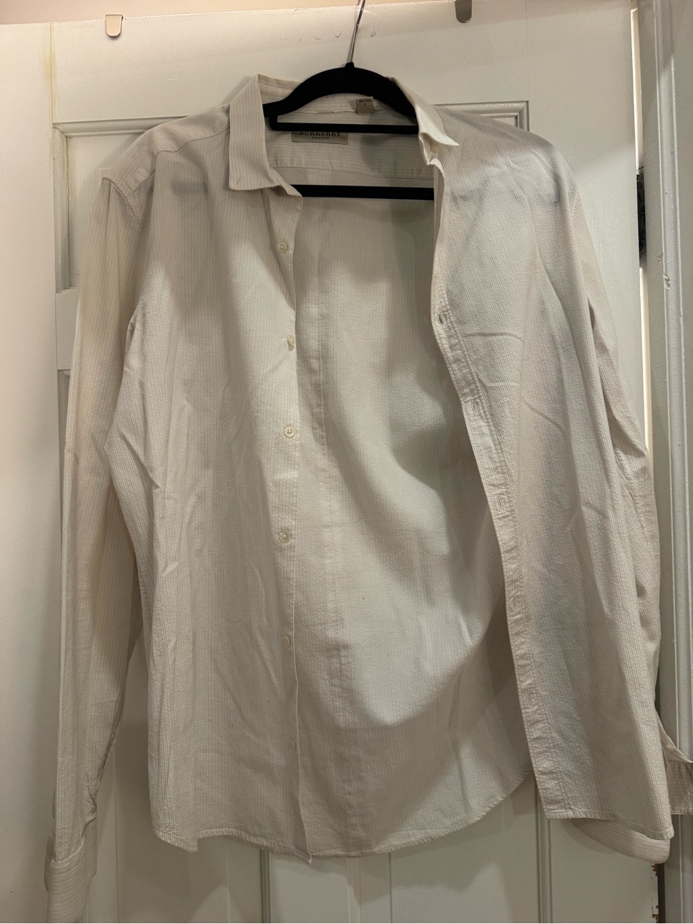 Burberry Men's Cream Button-Down Dress Shirt